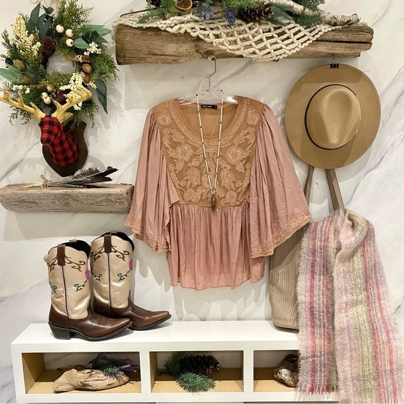 Made in BRITAIN Mohair/wool vintage scarf w prairie/country/cottage rainbow vibe - Picture 4 of 12